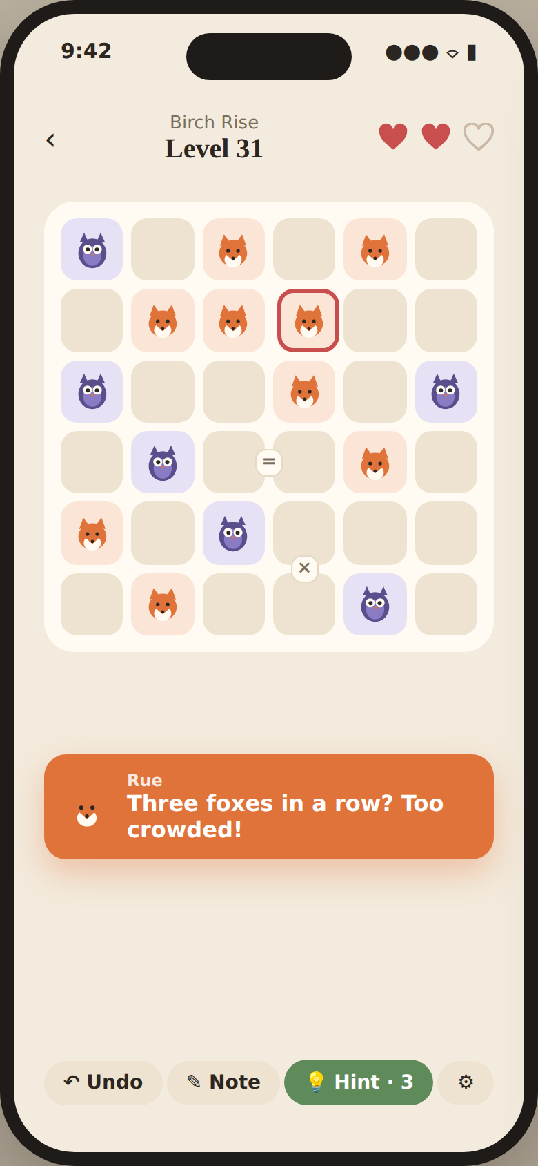 8 by 8 board mid-solve